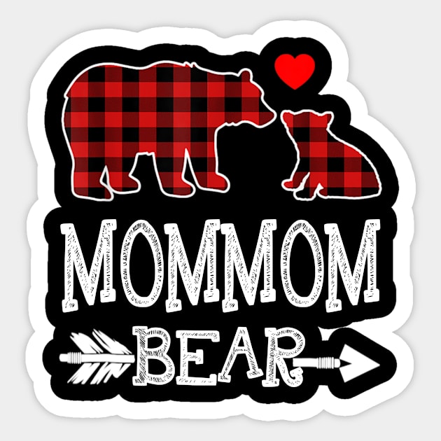 Mommom Bear Christmas Pajama Red Plaid Buffalo Gift Shirt Sticker by Rozel Clothing